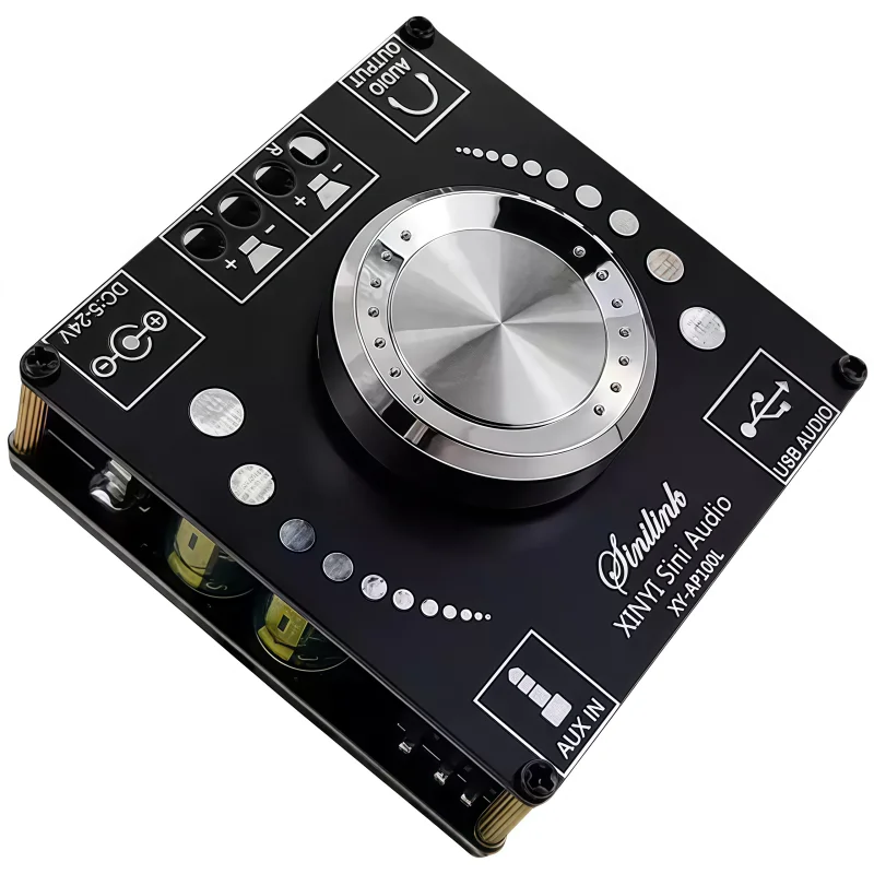 XY-AP100L 100W stereo Bluetooth digital power amplifier board with dual channels and 360-degree adjustable audio volume with no