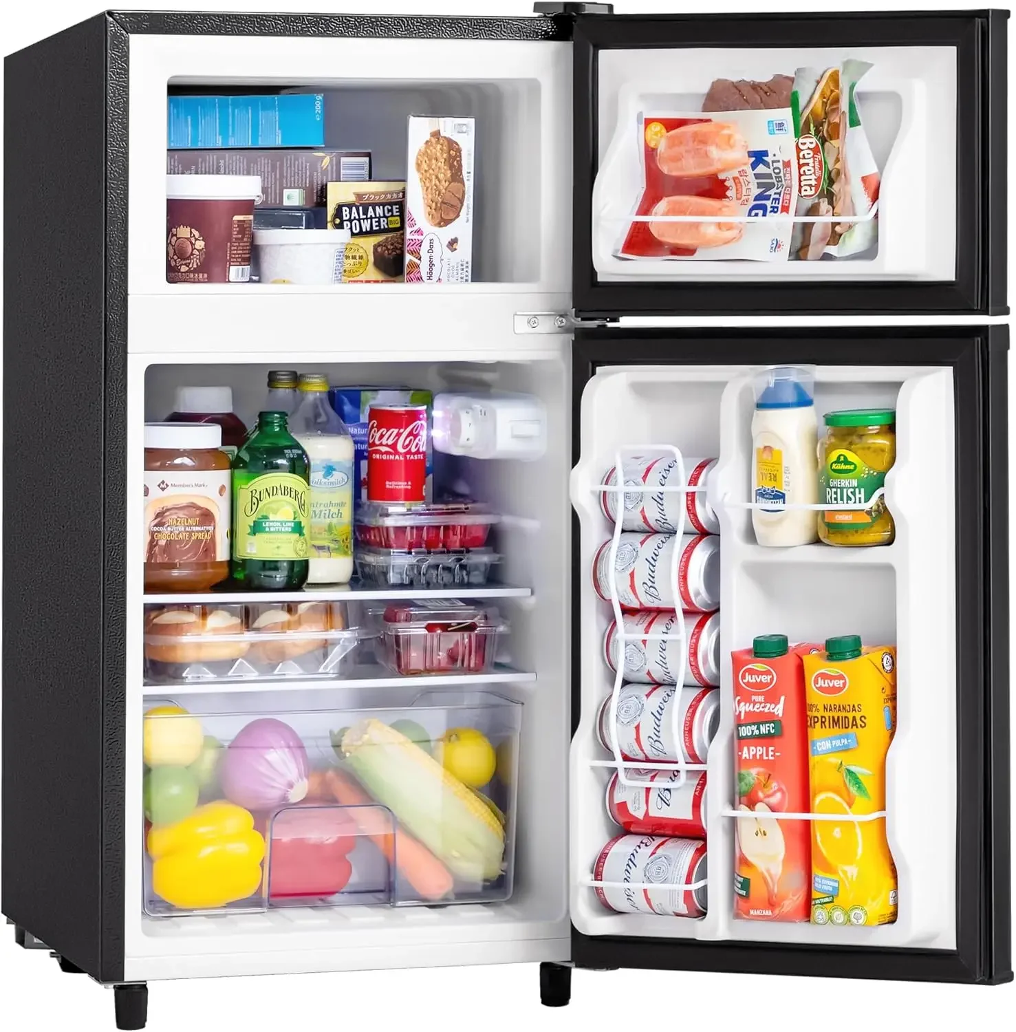 3.5 Cu.Ft Mini Fridge with Freezer, 2 Door Small Refrigerator, 7 Level Adjustable Thermostat, Compact Fridge for Living Room