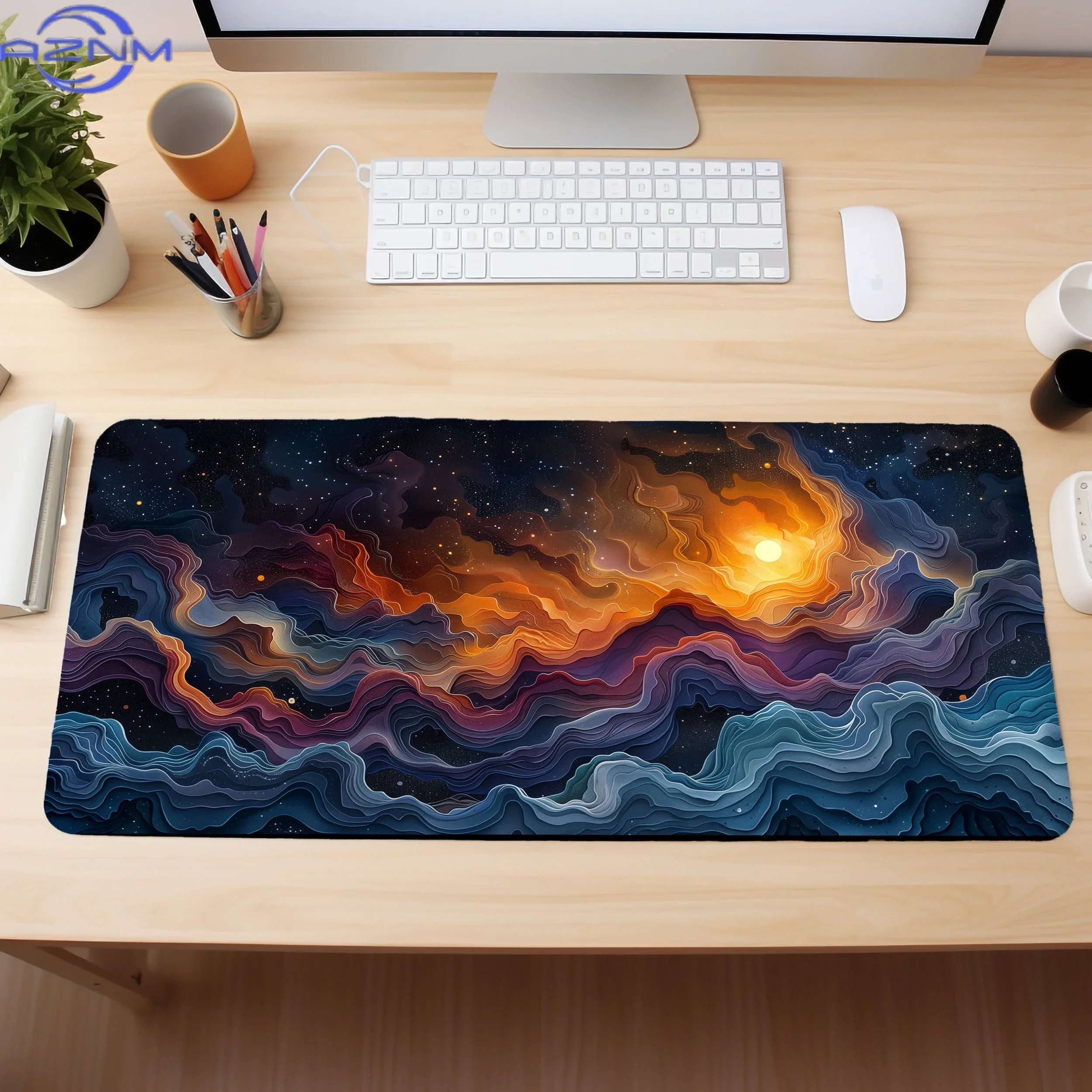 Galactic Dance of Light and Clouds Deep Space Desk Mat Large Mouse Pad Office Rug Laptop Accessories Desk Decor Decoration