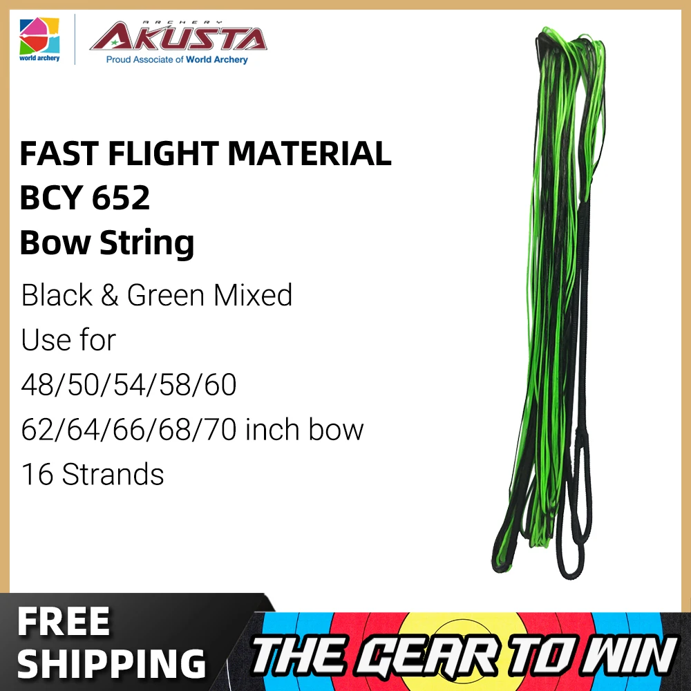 

Akusta Recurve Bow Fast Flight Material Bow String BCY 652 16/18 Strands Black Green Mixed For 48-70 Inch Bow