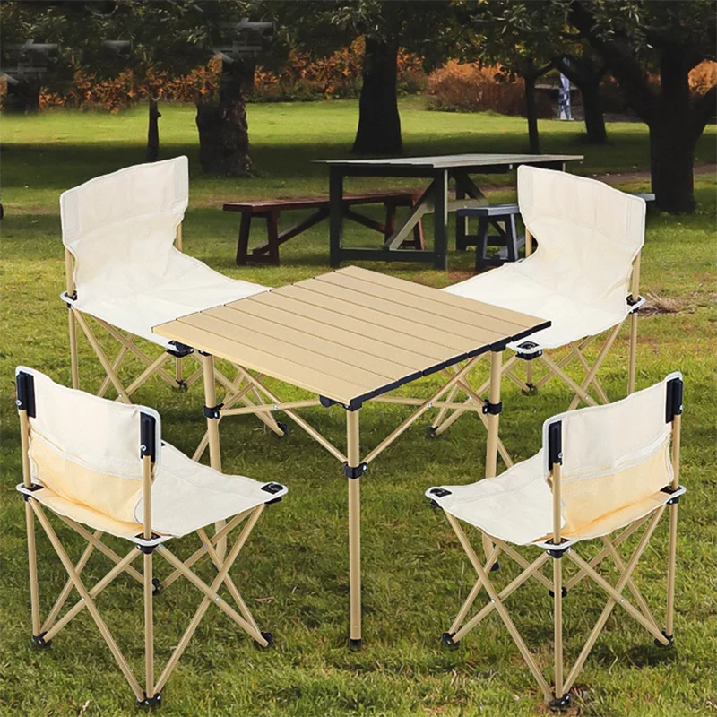 

Aluminum Alloy Table Set, 5-Piece Set, Portable, Foldable, Camping Equipment, Beach Table, 1 Table, New Arrival