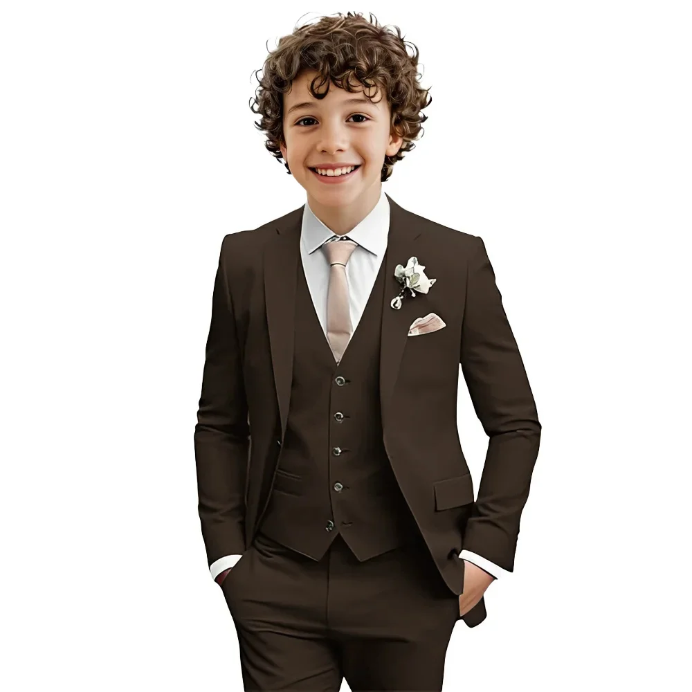 Multi-colors Boys Suit Set 3 Pieces Formal Outfit For Wedding Elegant Notched Lapel Kids Slim Fit Suits Party Tuxedo 2-20T