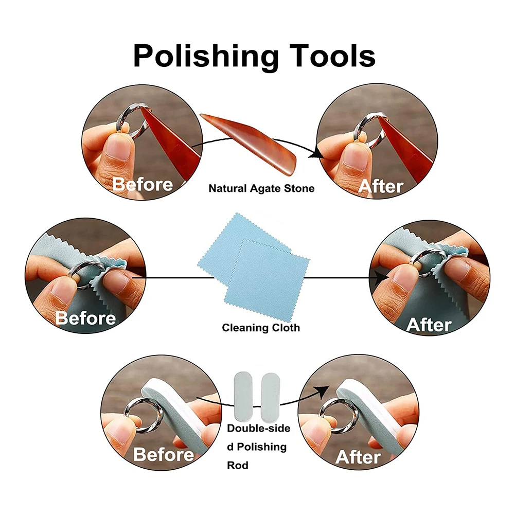 A32HOT-11Pcs Ring Sizer Measuring Tool, With Ring Mandrel Circle Jewelers Hammer And Polishing Tools For Jewelry Making Crafts