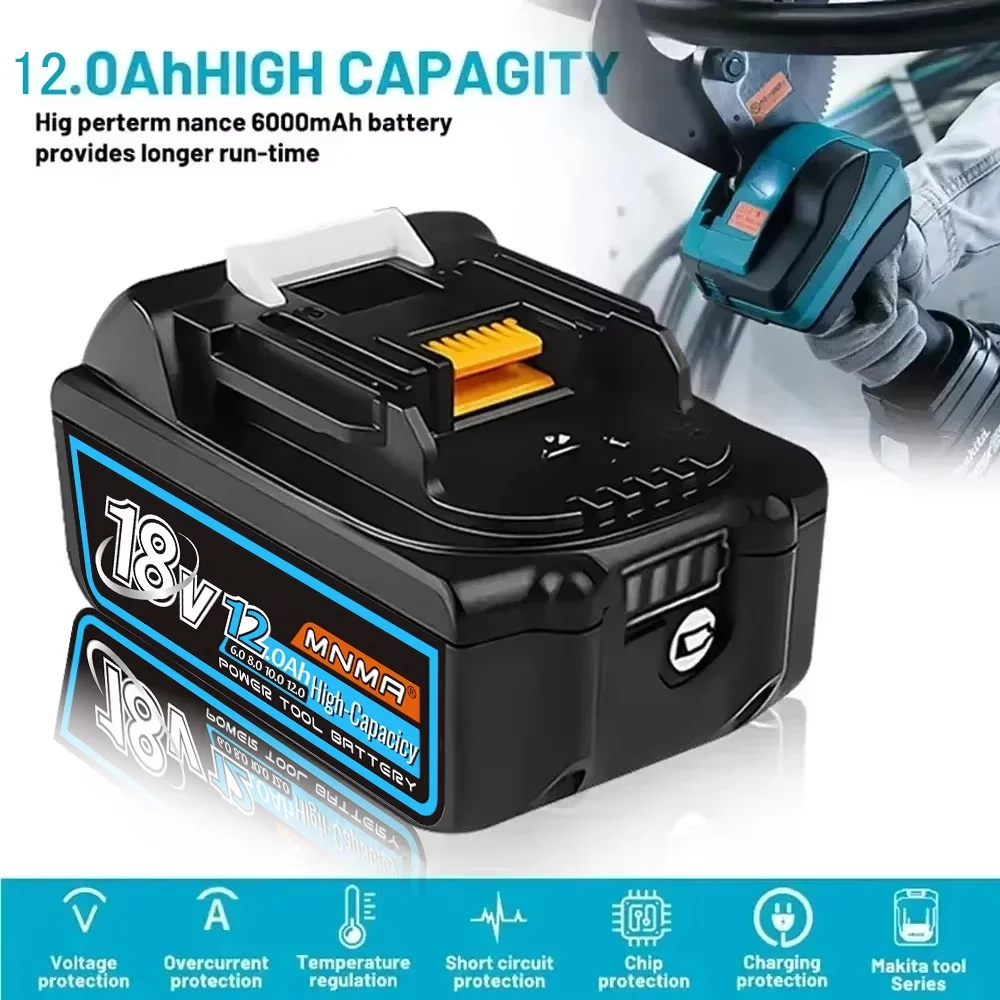 Para batería Makita de 18V, batería recargable de 18V y 12,0Ah, herramienta eléctrica BL1830 BL1840,BL1850,BL1860B, batería de herramienta de litio Makita