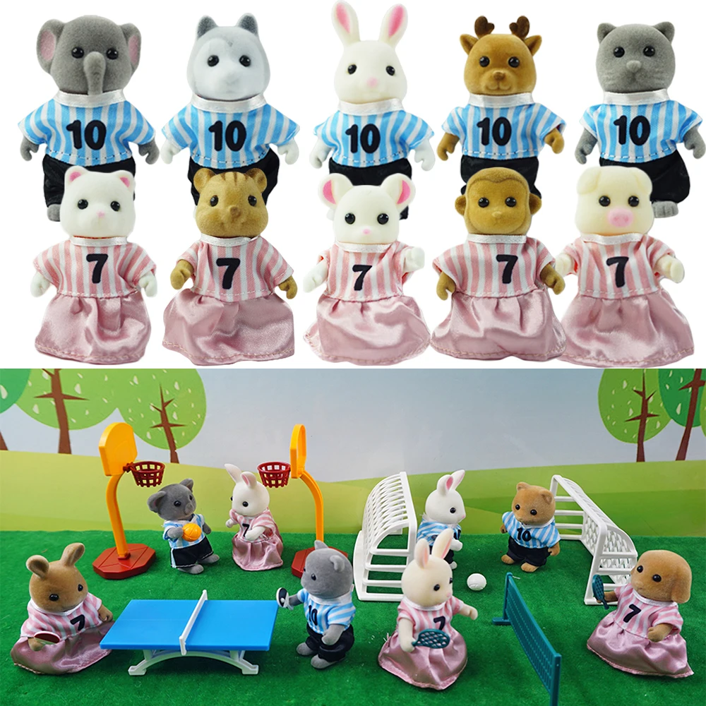 1/12 Forest Family Bunny Animal Football Sports Suit Doll House Accessories Miniature Furniture Basketball Toy For Girl Gift