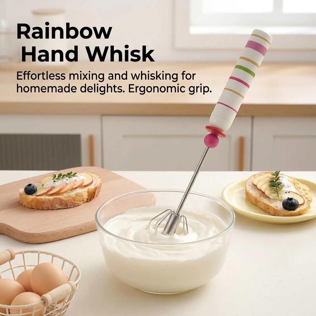 Semi Automatic Egg Beater Stainless Steel Anti Slip Mixer For Effortless Mixing Cream Pastry Dough Home Baking Cooking Tool