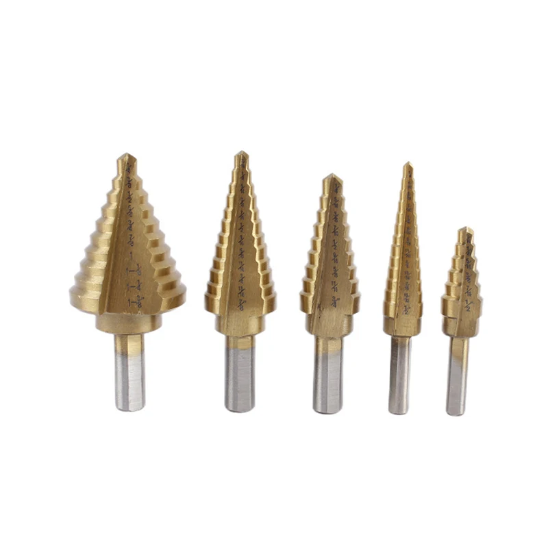 5pcs Step Drill Bit Set Hss Cobalt Multiple Hole 50 Sizes Cobalt Titanium Conical Carbide Drill Perforator Hole Cutter Tool