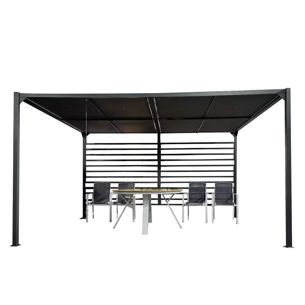 MIA Outdoor Aluminum Sun Shade Pavilions Garden Furniture Pergola with Retractable Canopy