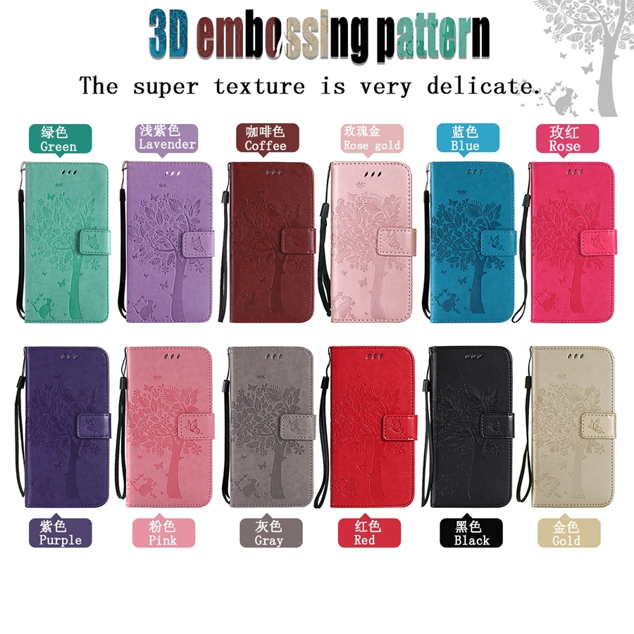 Wallet Tree Embossing Leather Case For One Plus Nord 2 Nord N200 Nord CE N100 N10 9 Pro 8 Pro 8T 7 7T Pro 6T Anti-drop Flip Case