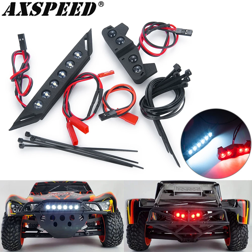 AXSPEED Front and Rear LED Lights Spotlight Lamp Bar DC 6-8.4v for 1/10 4x4 2wd VXL, XL-5 SLASH RC Car Upgrade Parts