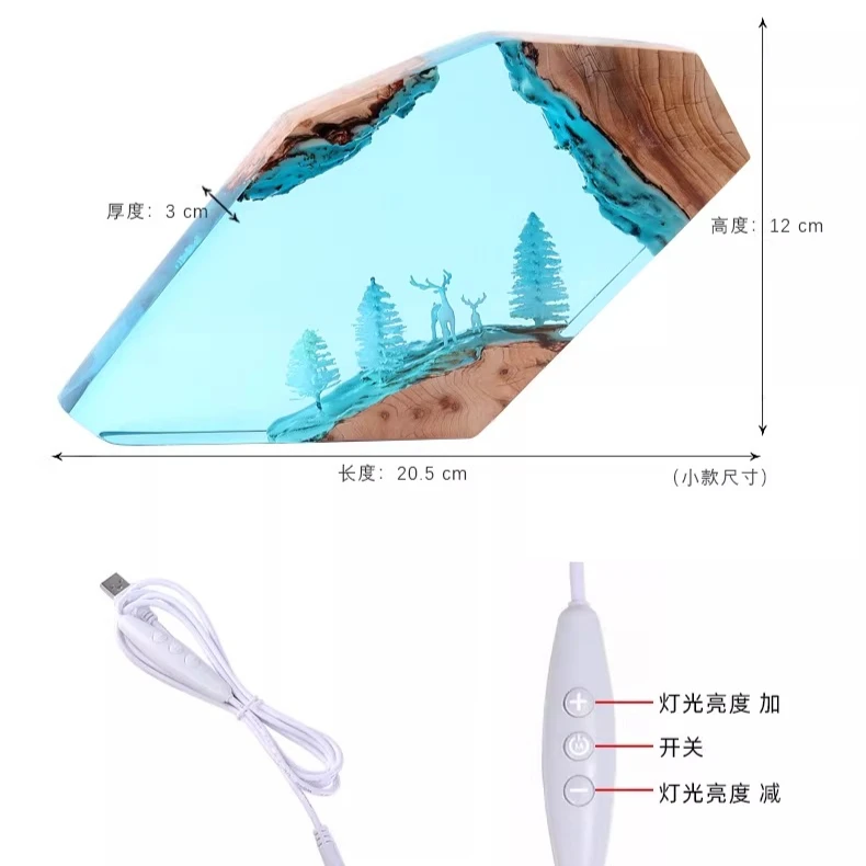 Forest Fairy Deer Desktop Art Personalized Luminous Ornament Sunken Ship Octopus Holy Solid Wood Resin Home Decor Craft Item