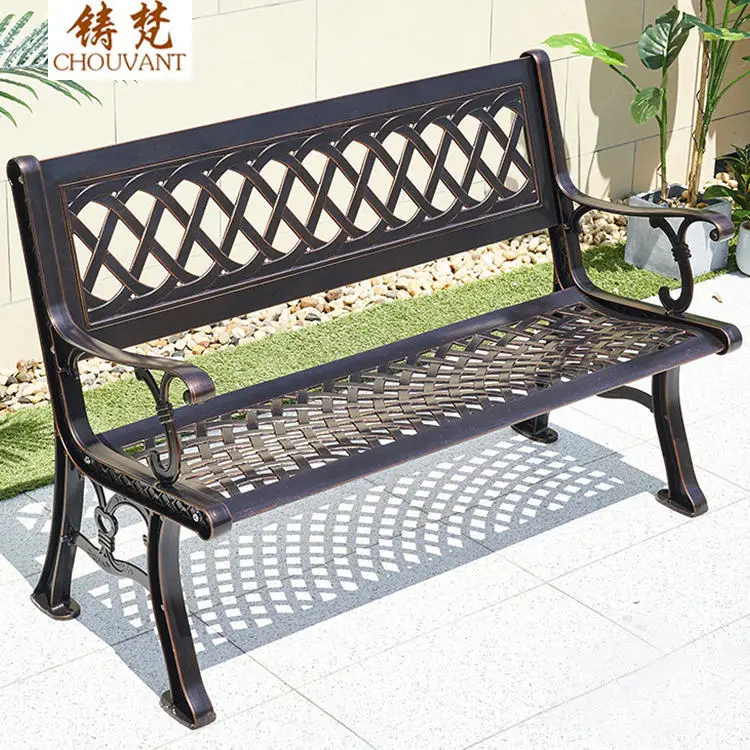 Modern style outdoor park bench cast aluminum bench leg patio metal seating bench for parks