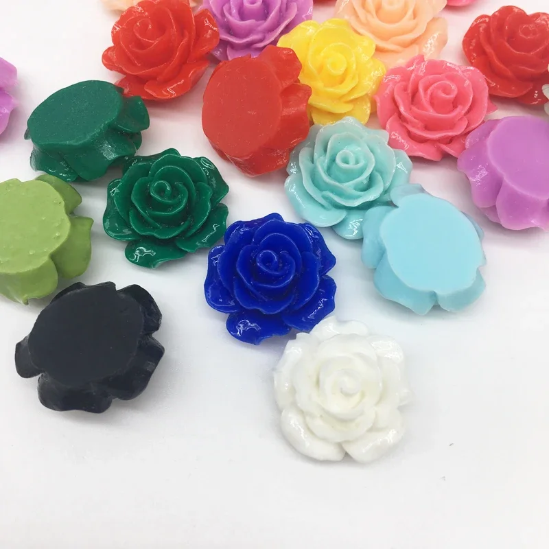 50 peças contas de resina misturadas de flores rosas cabochões com parte traseira lisa enfeite de scrapbooking para artesanato diy fazendo acessórios de cabelo