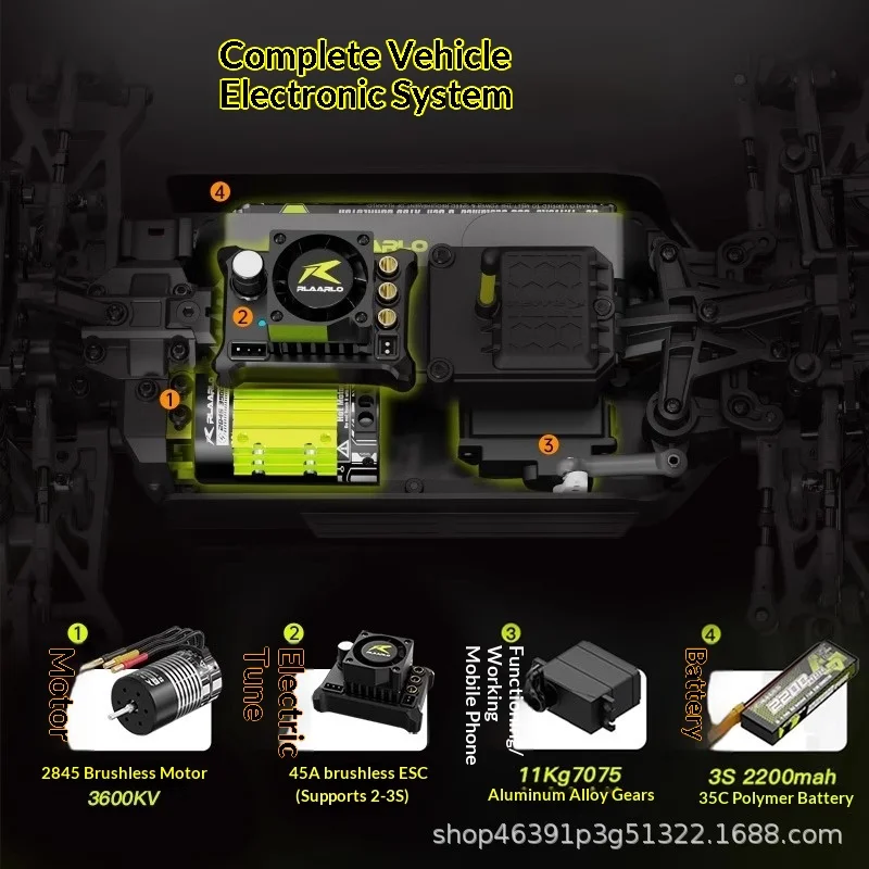 Gladiator 1:14 4WD RC Car - Ristorante fuoristrada ad alta velocità con telecomando Rock Crawler con pneumatici per tutti i terreni