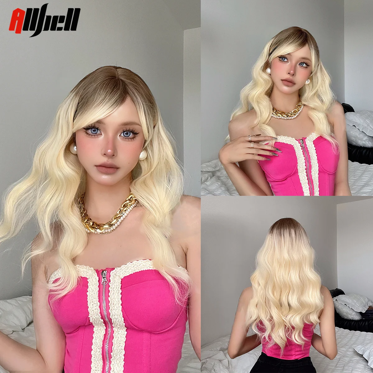 Cosplay blonde hot pink Lolita long 28\