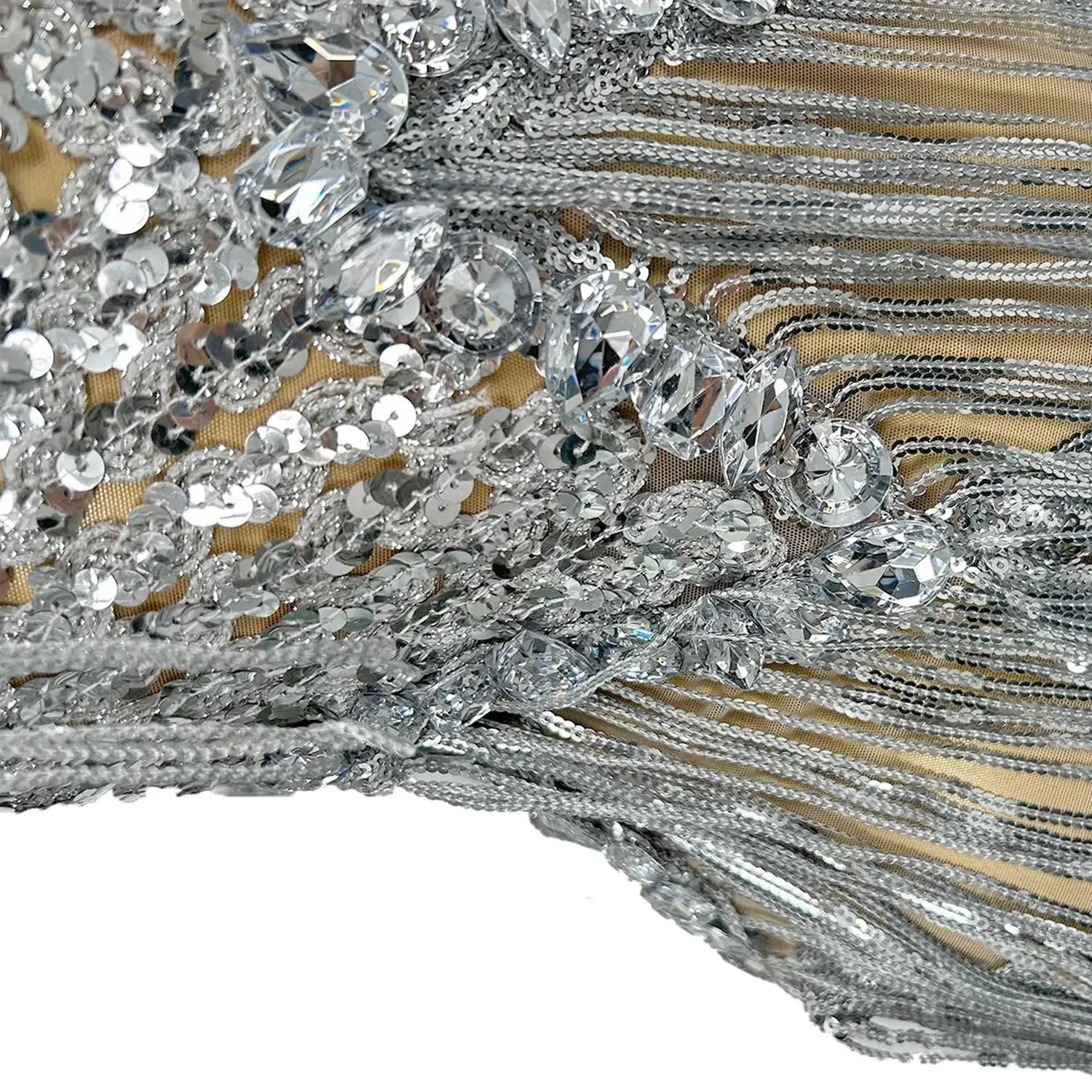 Flashing Sequins Fringes Rhinestones Sheer Mesh Mini Dresses For Women Nightclub Birthday Celebrate Costume Dancer Stage Wear