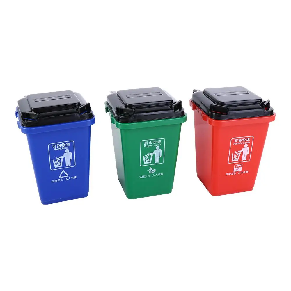 Decor Toys Plastic Mini Garbage Sorting Home Storage Can Trash Can Model Mini Waste Bin Mini Trash Can Pen Organizer