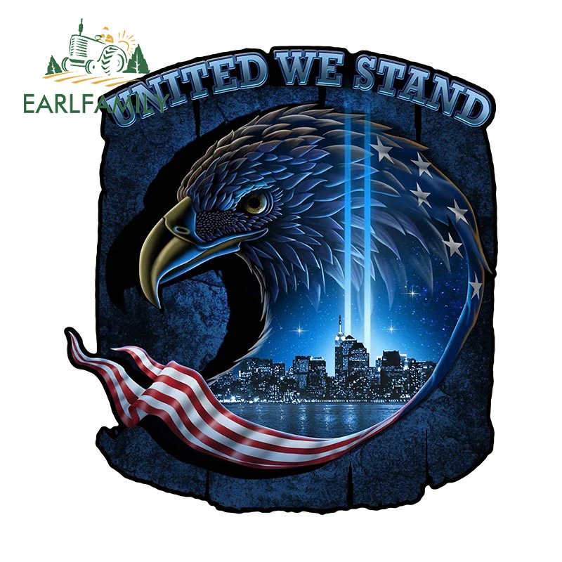EARLFAMILY 13cm x 12cm United We Stand Car Sticker Funny USA Eagle Decal Creative Car Styling Motorcycle Stickers