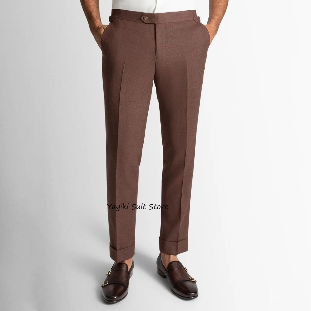 

Брюки для мужчин, деловые повседневные рабочие брюки, мужские прямые брюки из полиэфирного волокна, облегающее однотонное платье, пошив