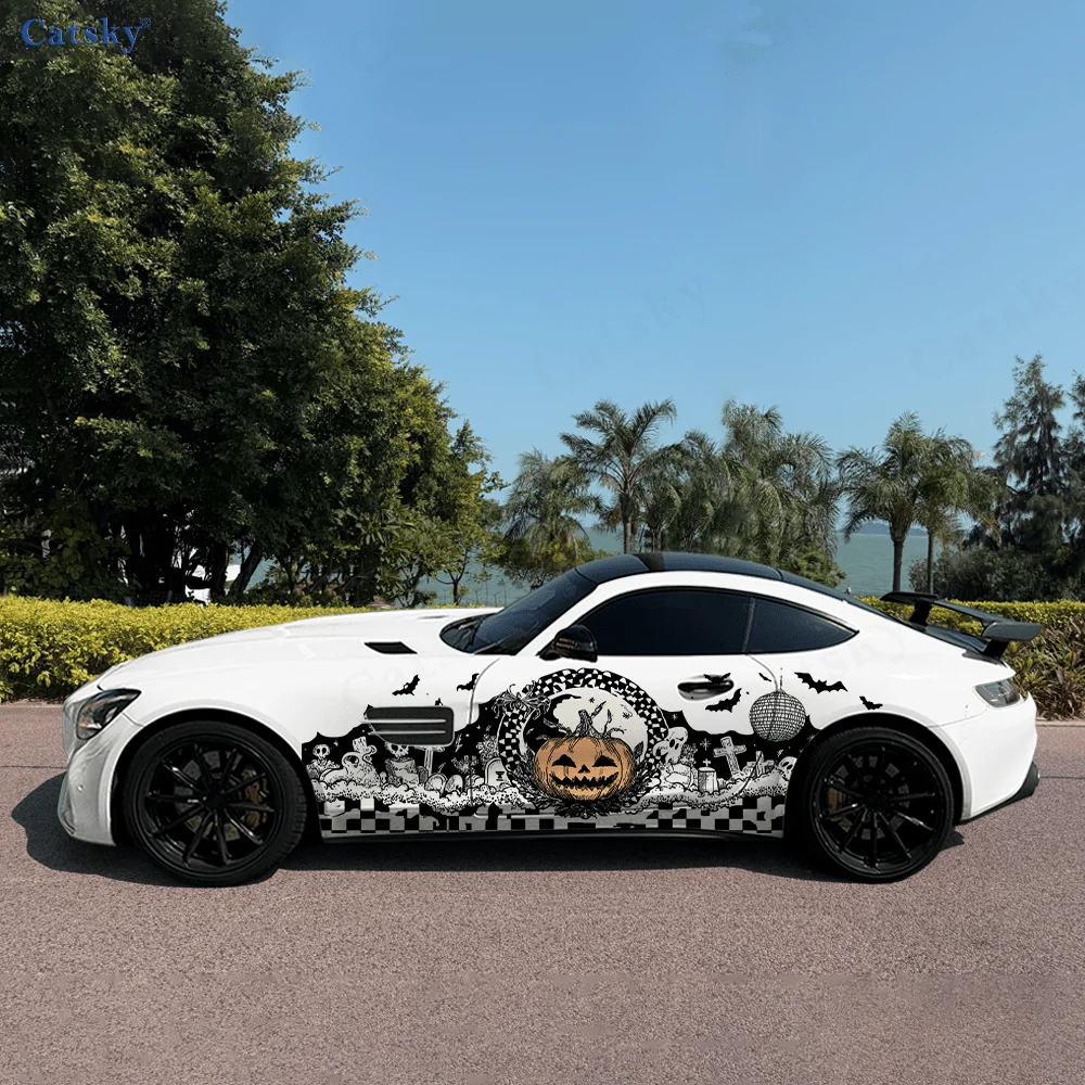 

Хэллоуин тыква паук боковая наклейка автомобиля украшение, ПВХ водонепроницаемая устойчивая к царапинам наклейка, защита автомобиля, автоаксессуары подарок