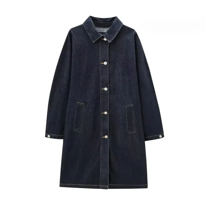 

GELITAYIN Denim Trench Women's Autumn Coat Fall Fashion Long Trench Coats Elegant Luxury Women's Coat Ladies Fashion Urban Coats