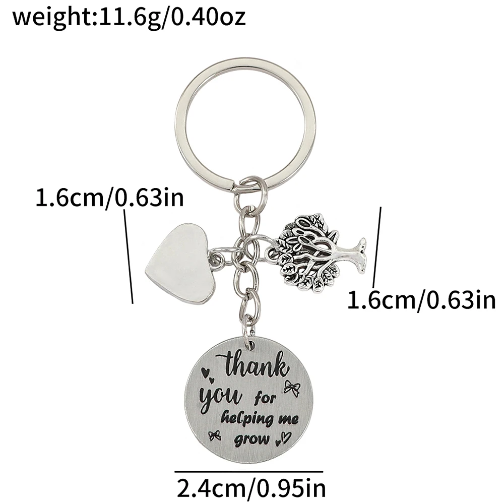 Teacher Appreciation Keychains with Engraved Charms, 4PCS