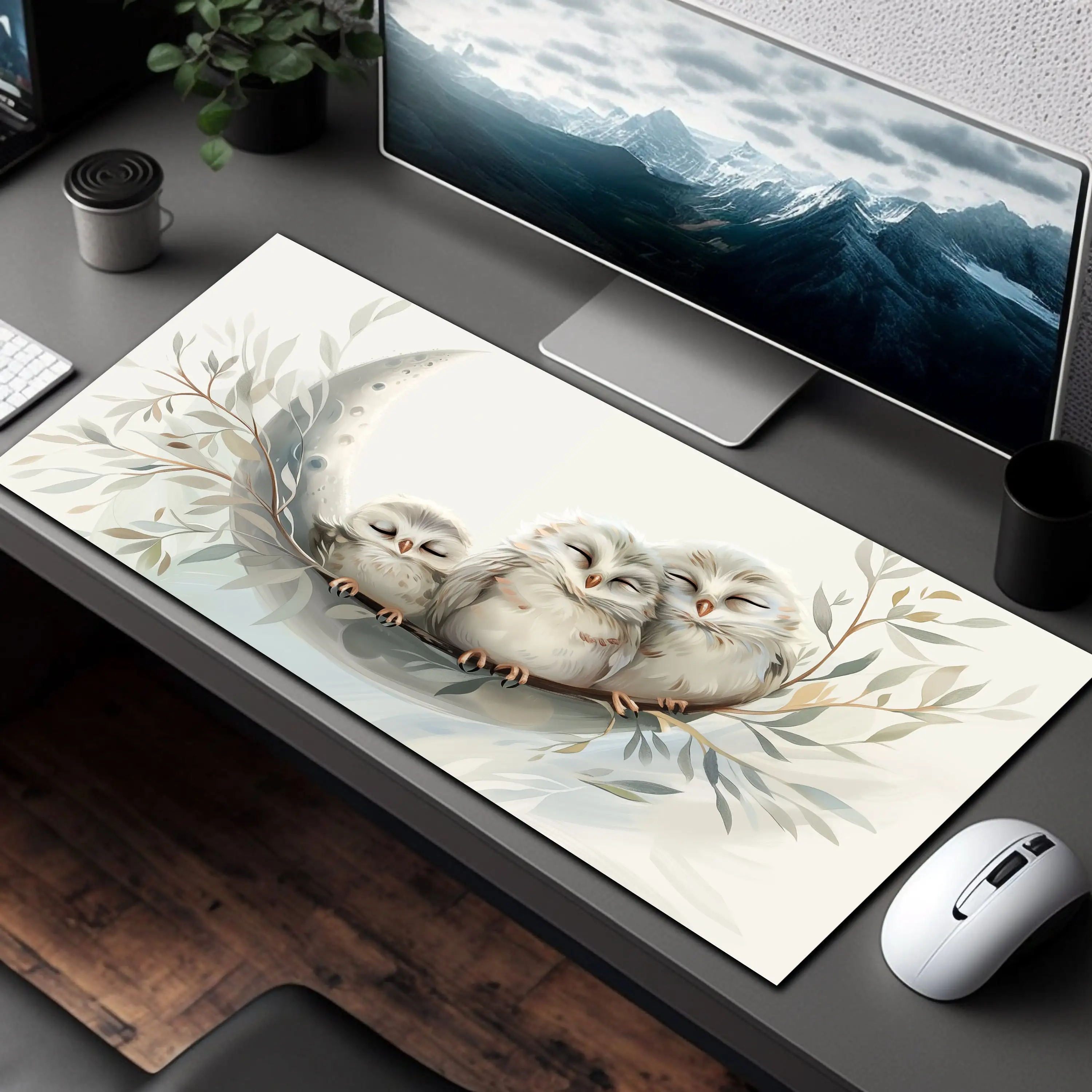 Cute Little Owl Desk Mat, Beautiful Mouse Pad, Adorable Desktop Decoration, Owl Decoration, Owl Gift, Office Gift, Gift for Wife