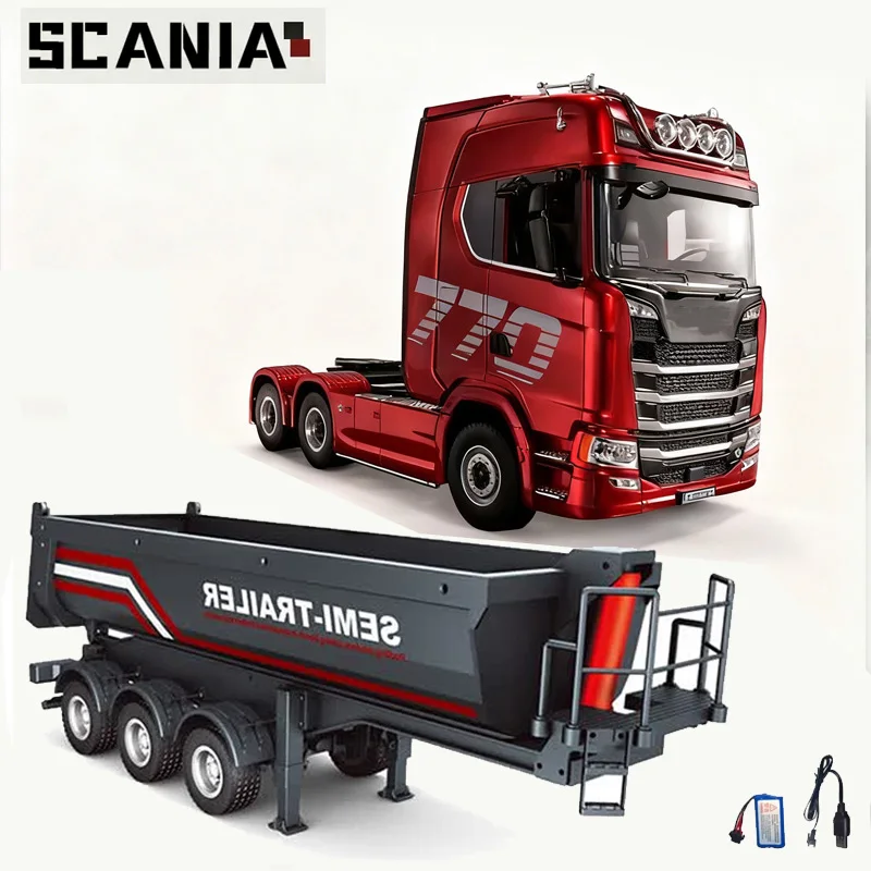 

2026 New Huina 1501 1509 Scania 770S Full Scale RC Large Truck Trailer Flat Dump Bucket Model Electric Truck Toy High end Gift