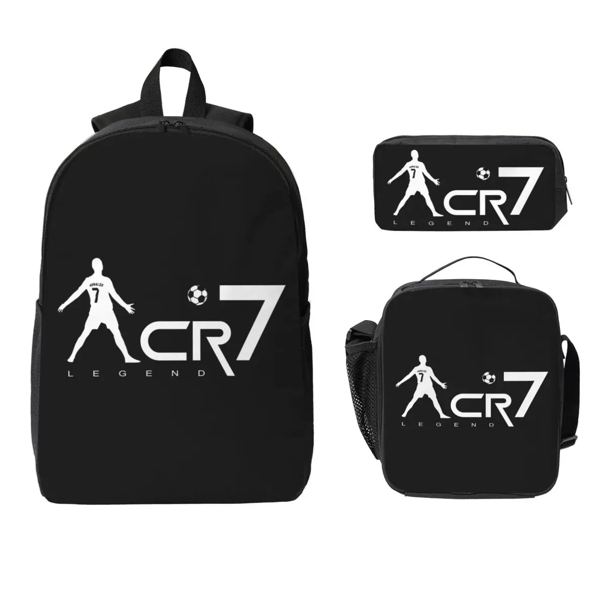 

CR 7 - Ronaldo Football Backpack Student Boys Girls BookBag School Bag Laptop Shoulder Bags 3ps Insulated Lunch Bag Pencil Case
