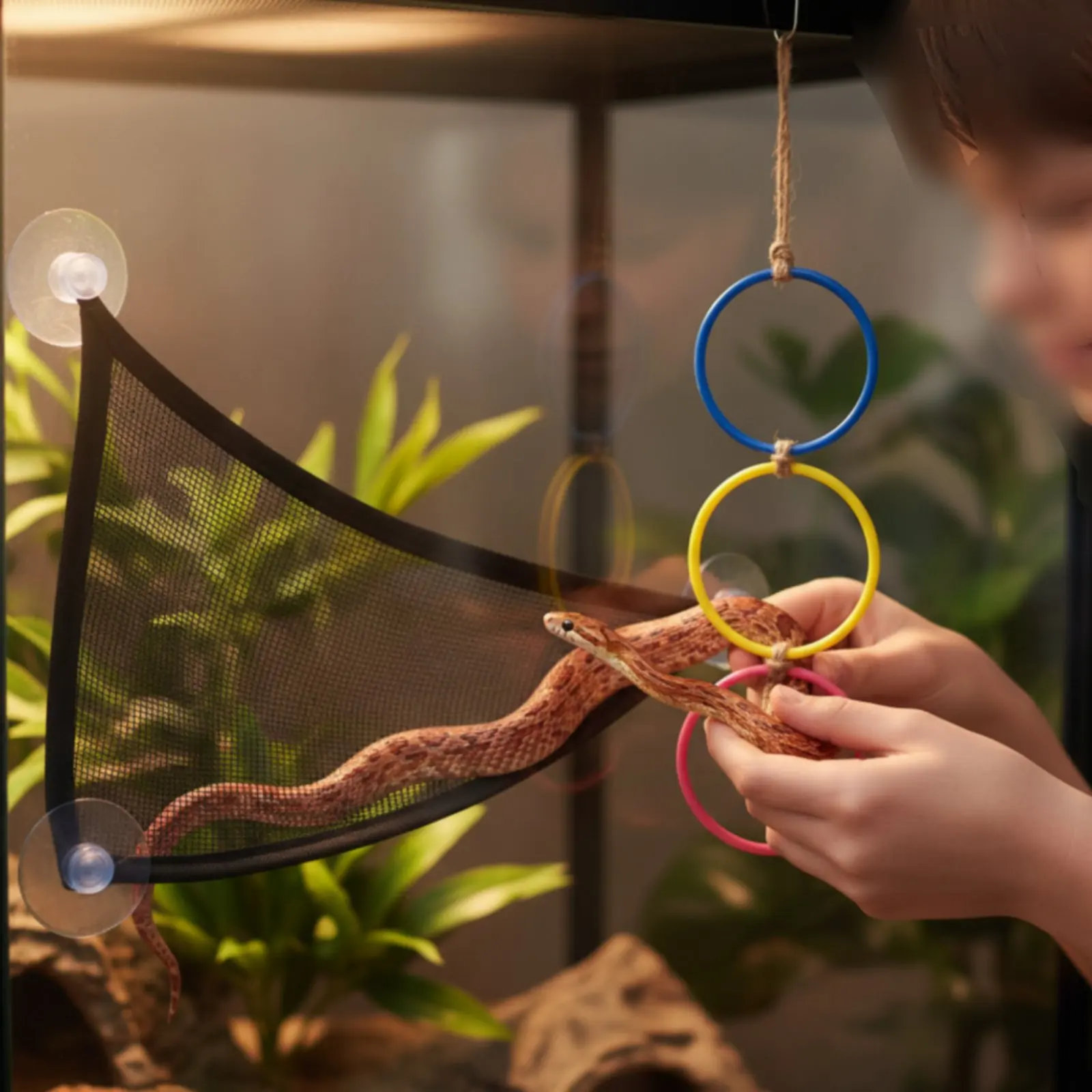 

Snake Climbing Hoop Space Saving Amphibian Lounger Net Terrarium Decor Lounger Comfortable Lounging Amphibian Lounger Bed