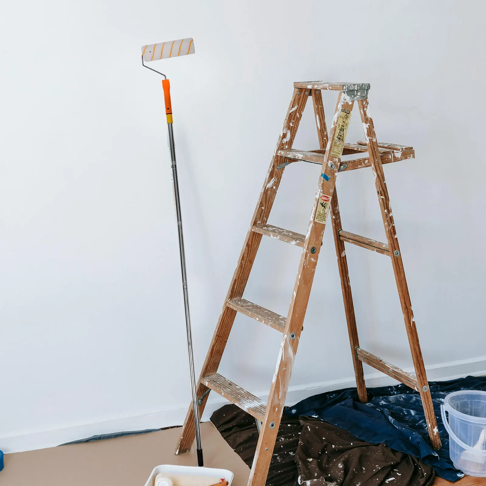 Telaio per spazzola a rullo con asta telescopica per pittura murale di casa 180 cm Strumento estensibile in acciaio inossidabile Compatibile con vernici a olio in lattice