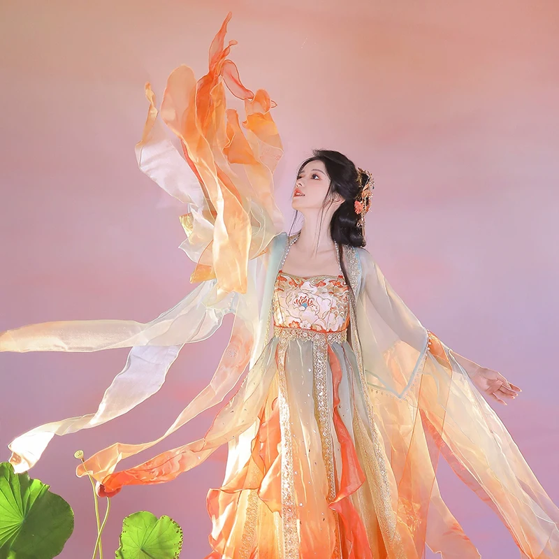 Chinese Ancient Dance Costume 4M Traditional Opera Streamer Hanfu Long Shawl Dunhuang Fairy Dance Stage Performance Silk Ribbon