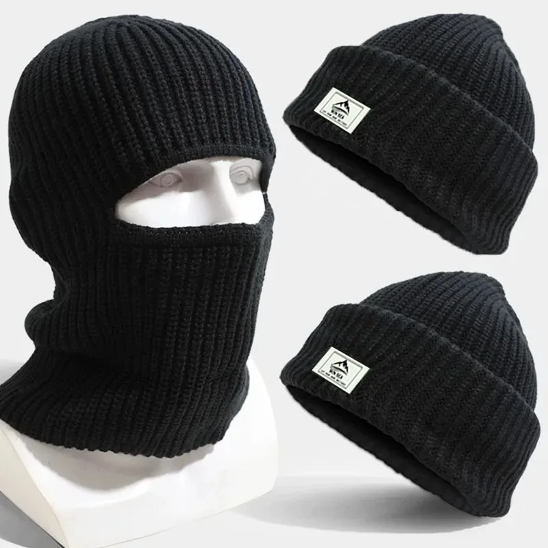 2In1 Maske Mützen Hut Männer Winter Balaclava Hüte Gestrickte Hüte Mode Volle Gesicht Ski Motorhaube Taktische Radfahren Ohrenschützer Kappe