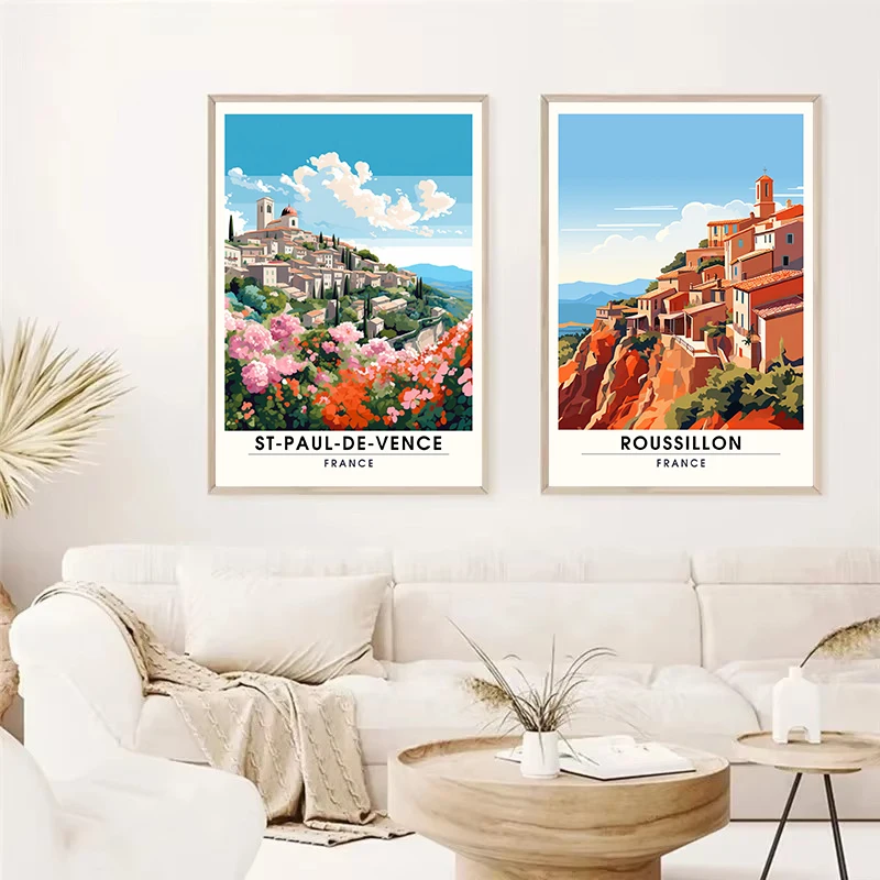 ملصق منظر طبيعي للمدينة السياحية القديمة ، صور فنية جدارية شمالية ، لوحة قماشية ، ديكور منزلي ، سفر ، باريس ، مارسيليا ، كاسيس #3