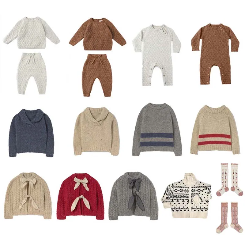 

PER-SALE 2025 Autumn Baby Girls Cotton Warm Knit Sweater Baby Boys Romper Girls Shirt and Pants Boys Socks Kids Boutique Clothes