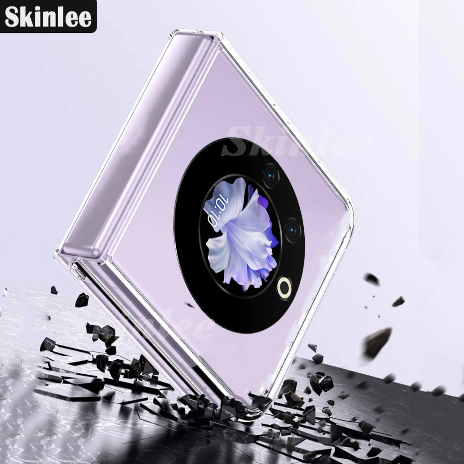 Skinlee Folding Case For Tecno Phantom V Flip 5G Transparent Bumper Plastic Shell For Tecno Phantom VFlip Shockproof Hard Shell