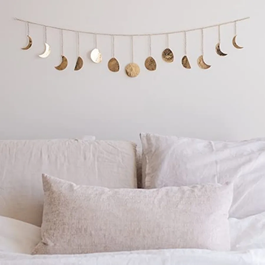 

Moon Phase Wall Decor, Celestial Décor, Moon Décor and Boho Wall Décor, Gold Wall Art for Bedroom and Living Room, Bohemian Wal