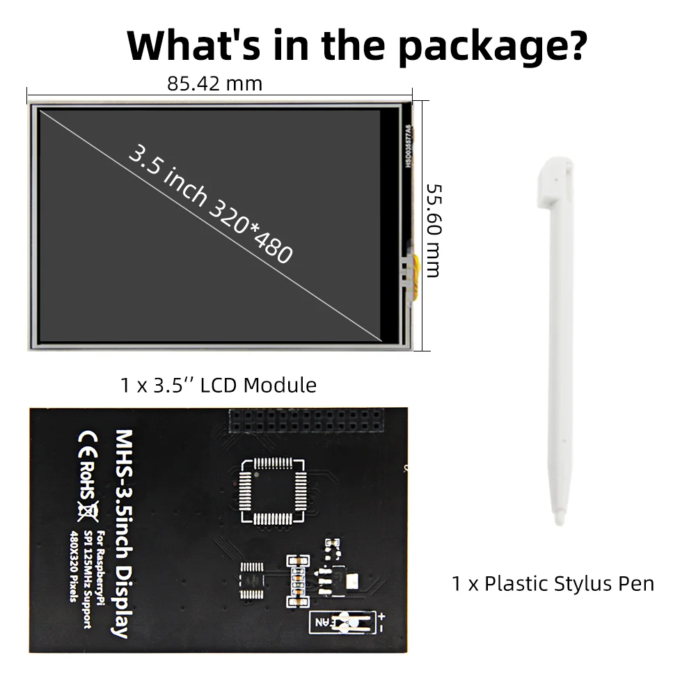 Módulo LCD de pantalla táctil de alta velocidad, 125MHz, SPI, 3,5 pulgadas, 320x480, para Raspberry Pi A, A+, B, B+, 2B, 3B, 3B+,4,5