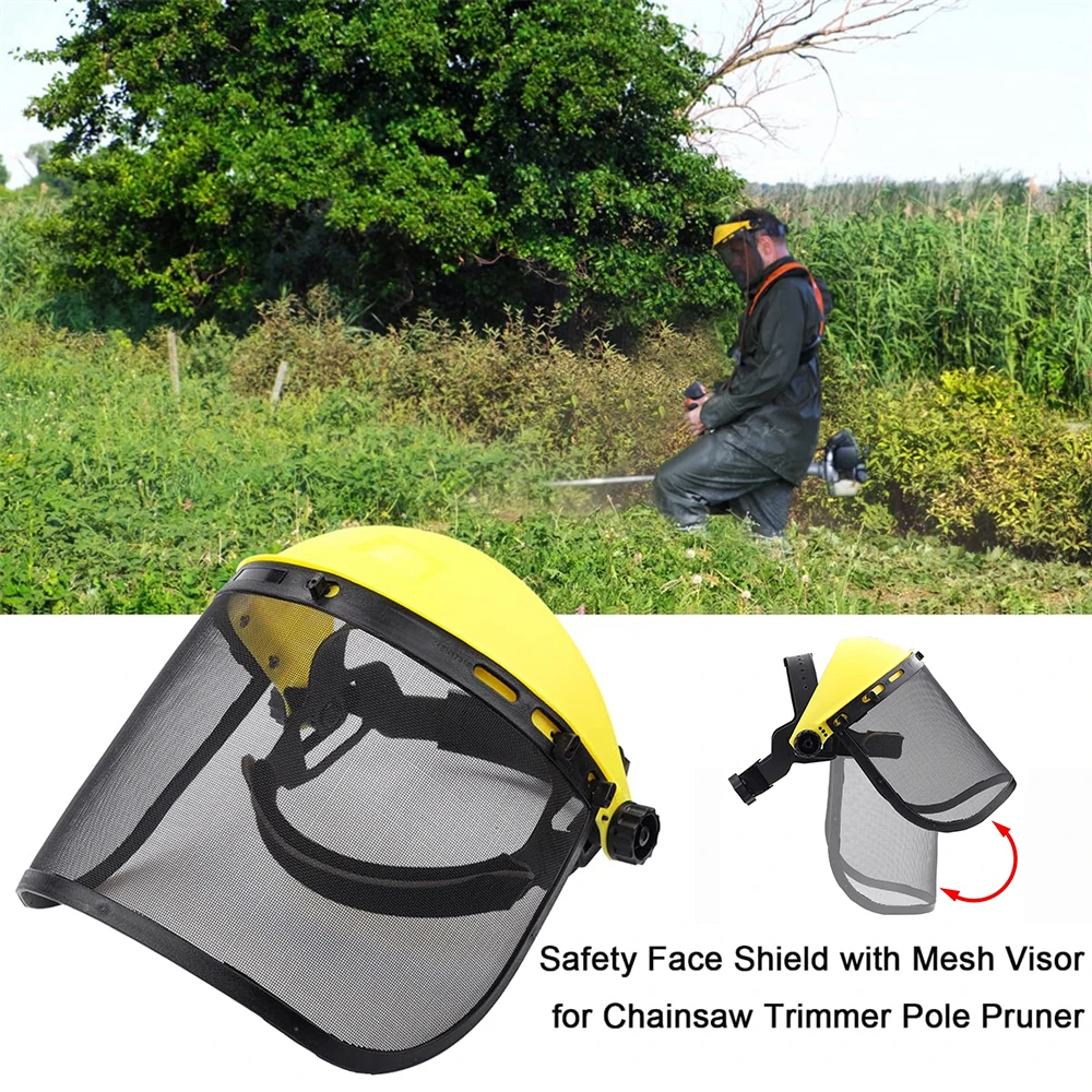 Garden Grass Trimmer Safety Helmet Hat with Full Face Mesh Visor for Logging Brush Cutter Forestry Protection High Quality