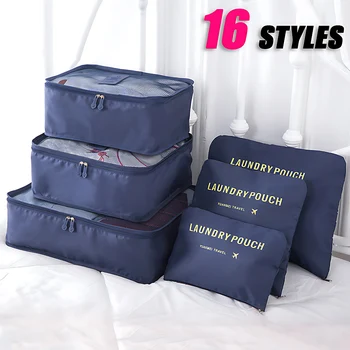 6-piece large size travel organizer portable suitcase organizer clothes shoes makeup bag…