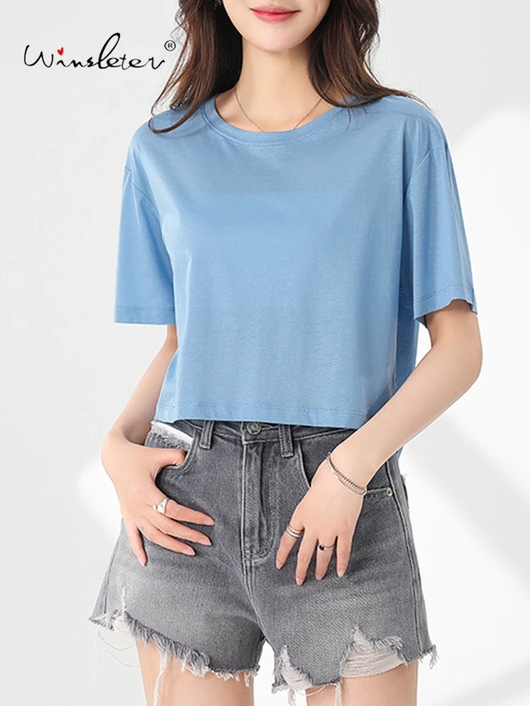 

Winsleter, 8%Silk 54%Cotton Elegant T-Shirt, Woman Short Sleeve O Neck, Casual OL Commute Short Top, 2024 Summer Fall T46019QC