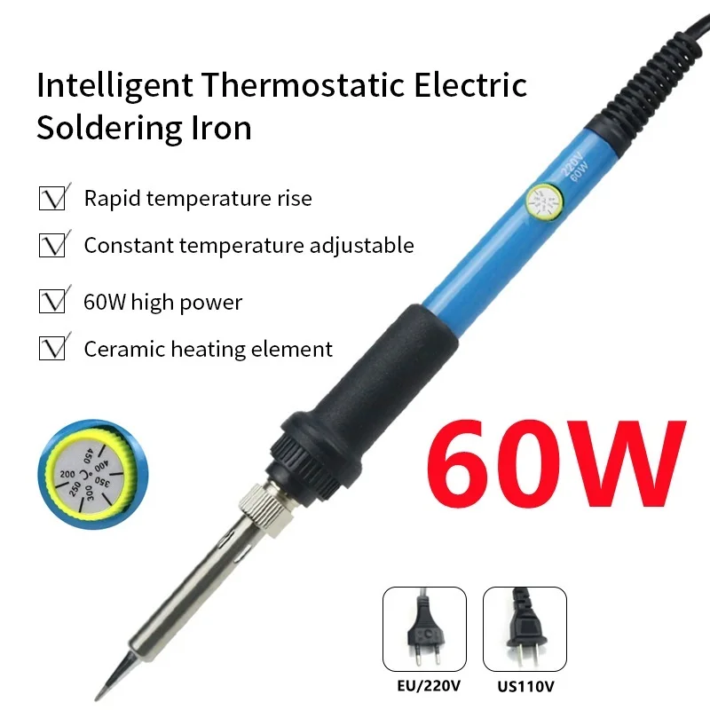 60W Soldering Iron Adjustable Temperature Electric 220V 110V Welding Solder Rework Station Heat Pencil Tips Repair Tool Tips