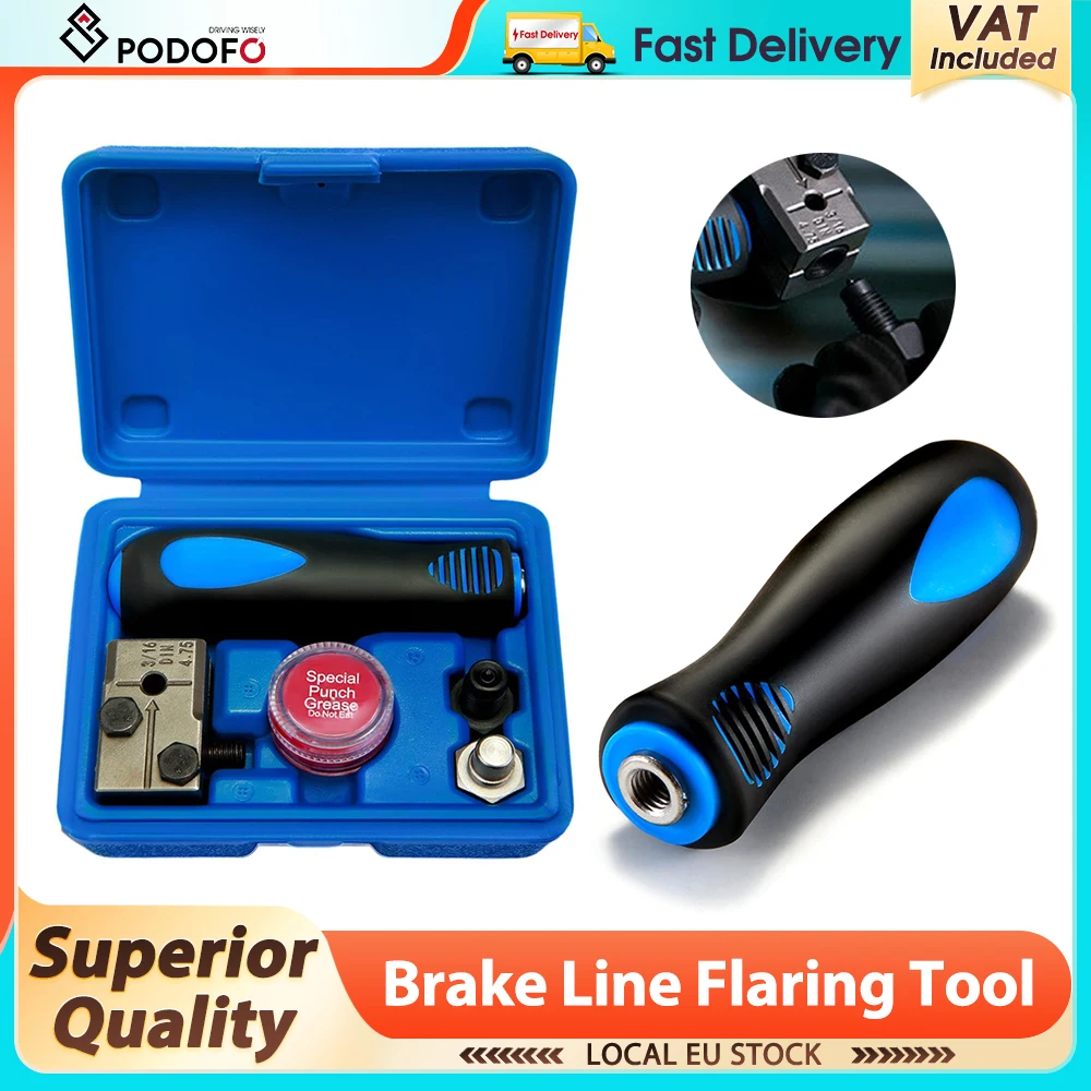 Image of Podofo 3/16 Zoll Doppel-Flanschwerkzeug aus Metall, Handgerät zum Bördeln von Bremsleitungen für Motorräder, Autos und LKWs