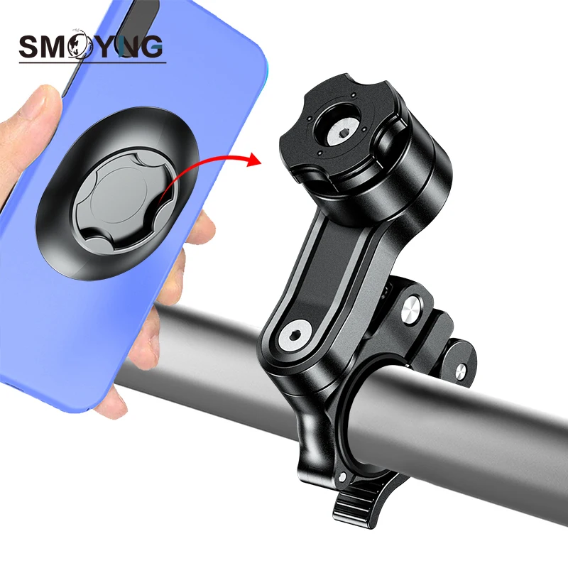 SMOYNG Quick Mount Motorcycle Bicycle Phone Holder Stand Adjustable Support Moto Bike Handlebar Mirro Bracket For Xiaomi iPhone