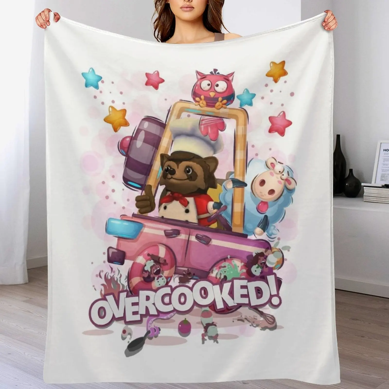 

Overcooked Chef RACCOON Throw Blanket Single For Decorative Sofa Cute Designers Blankets
