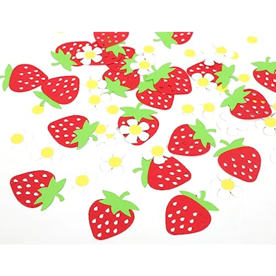 

Sweet One Birthday Decorations - 1st Birthday Strawberry Confetti, Daisy Confetti