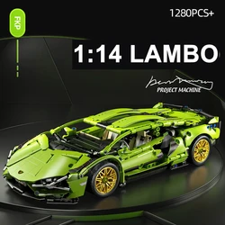 New Arrival 1:14  Lamborgh Super Racing Car Building Block Bricks with Paper Instruction Birthday Christmas Toys