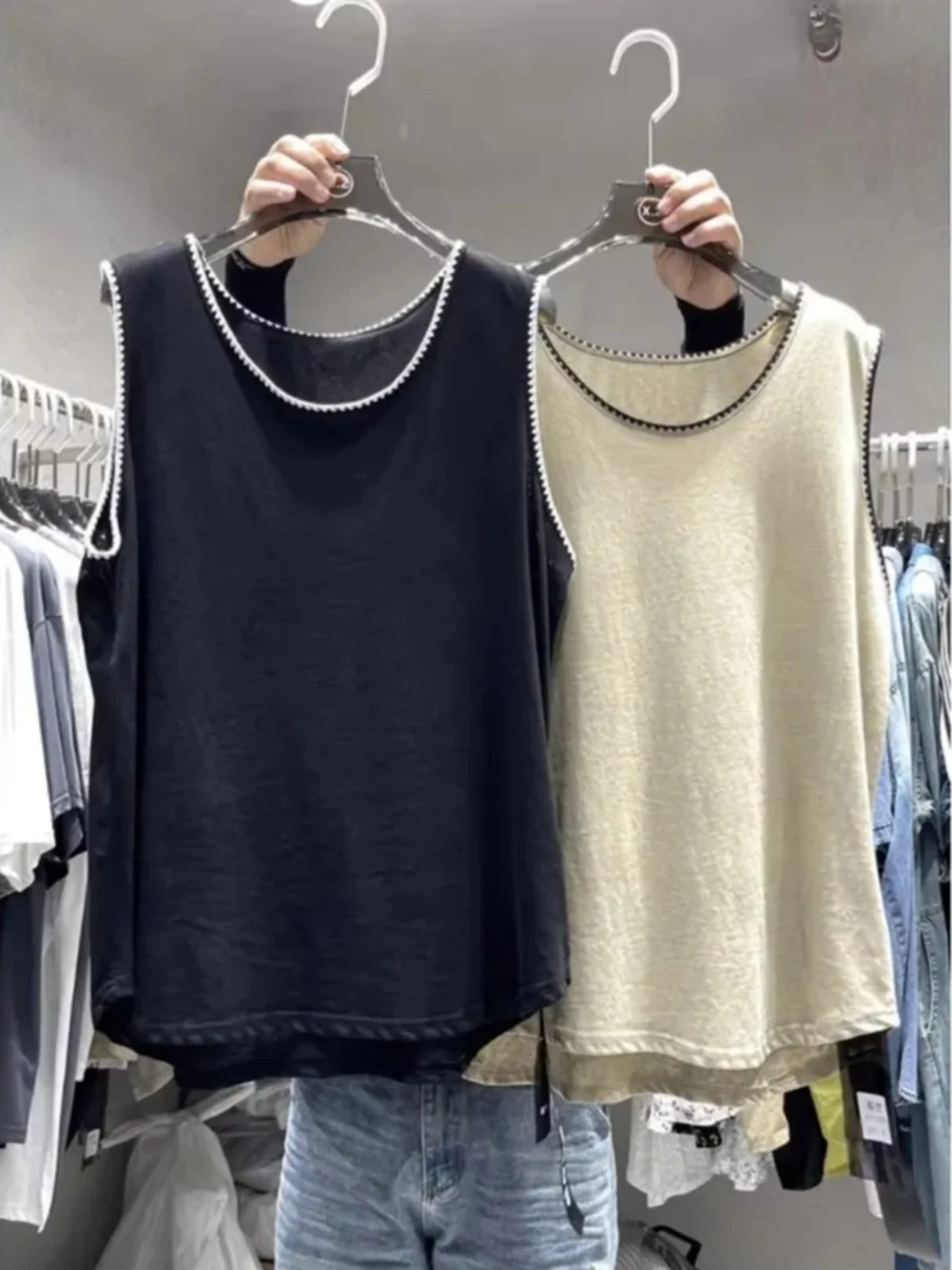 

plus Size 300 Pounds Versatile Outerwear Base Layer Vest Women's Fat MM Summer Thin Loose Slimming Sleeveless T-Shirt