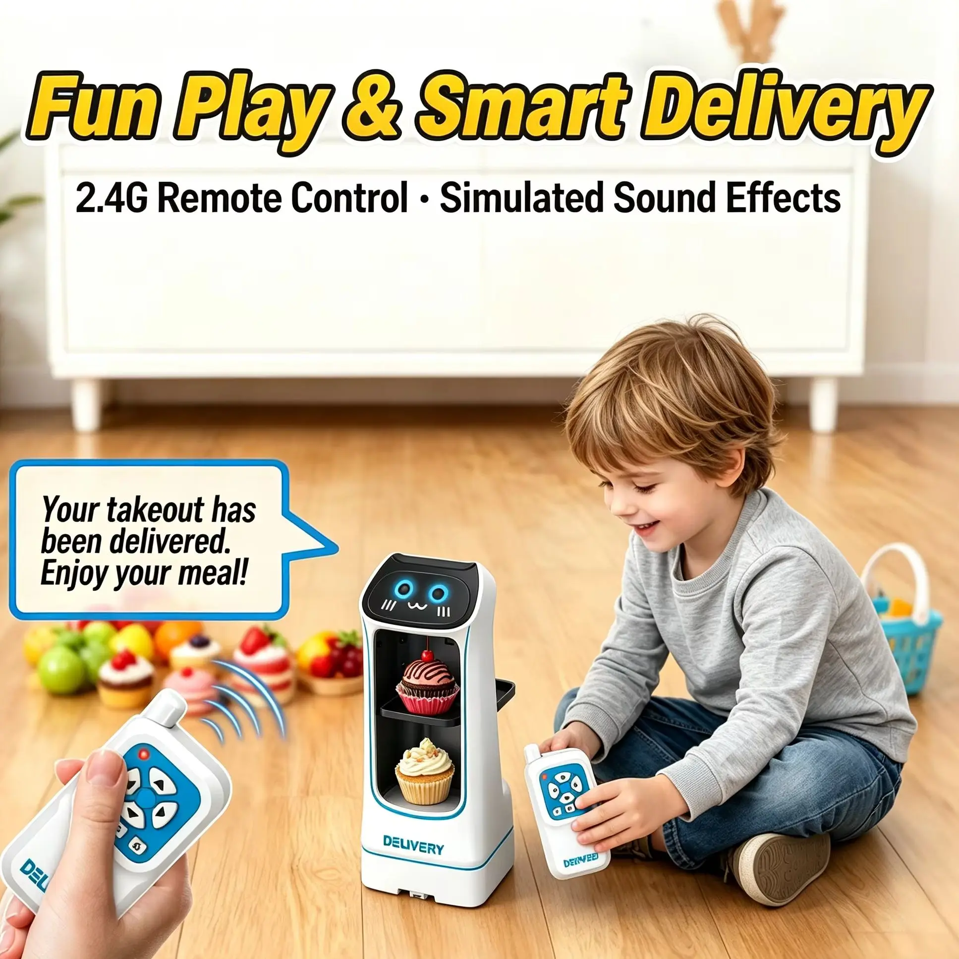 Remote-controlled Car Toys Electric Food Delivery Robots Small Item Transportation Games Funny Surprisest Toy Birthday Gifts