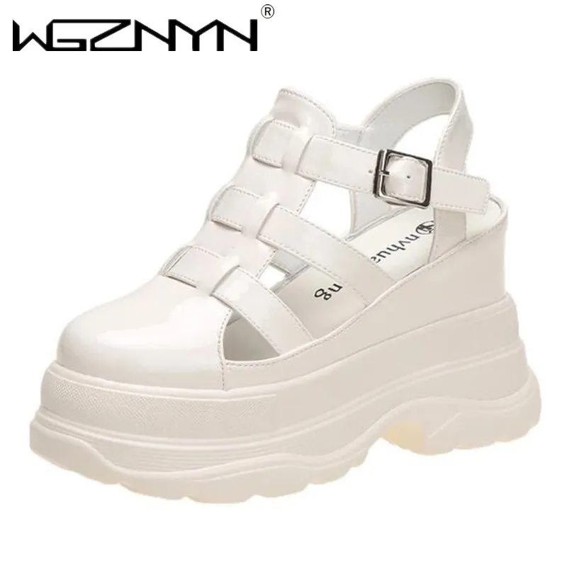 New 2024 Summer Sandals 11CM Wedge Heels Sneakers Women Beach Flip Flop High Platform Casual Sandals Breathable Walking Slippers